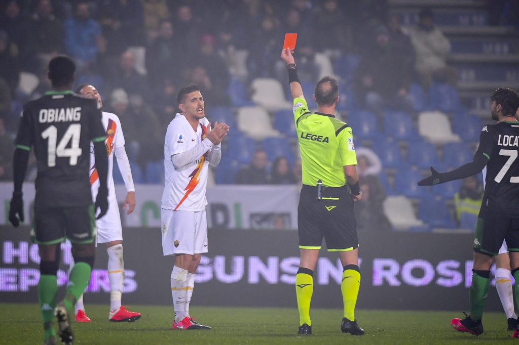 pellegrini pairetto espulsione Sassuolo vs Roma - Serie A TIM 2019/2020