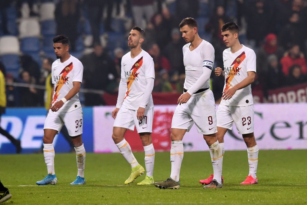 mancini dzeko spinazzola peres US Sassuolo v AS Roma - Serie A