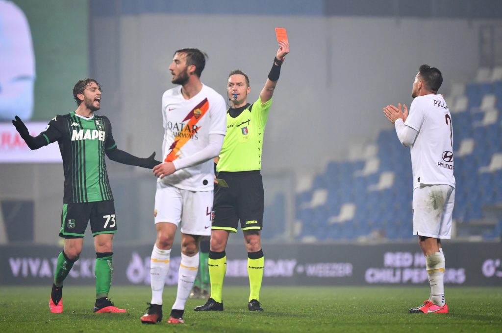 pairetto pellegrini espulsione Sassuolo vs Roma - Serie A TIM 2019/2020