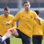 dzeko AS Roma, sessione di allenamento a Trigoria