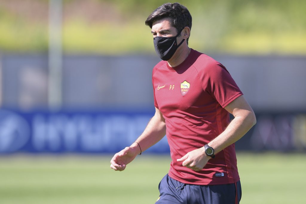 Fonseca mascherina Serie A, primo giorno di allenamenti individuali per l'AS Roma a Trigoria