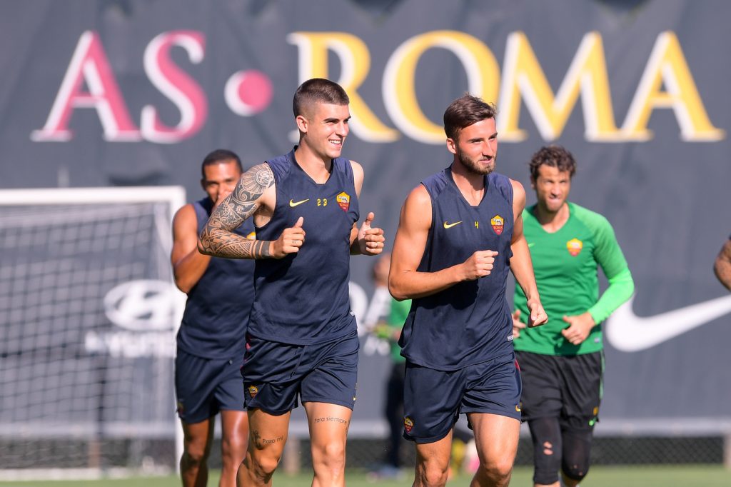 mancini cristante AS Roma, sessione di allenamento a Trigoria