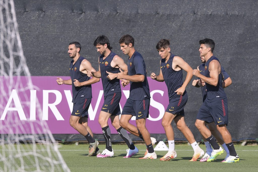 zappacosta pastore fazio villar perotti AS Roma, sessione di allenamento a TrigoriaAS Roma, sessione di allenamento a Trigoria