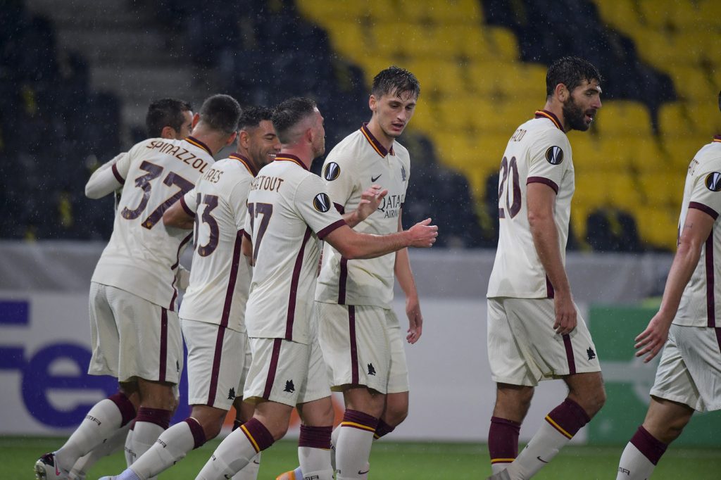 spinazzola mkhitaryan dzeko fazio cristante carles perez veretout bruno peres