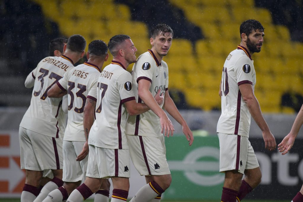 spinazzola mkhitaryan dzeko fazio cristante carles perez veretout bruno peres