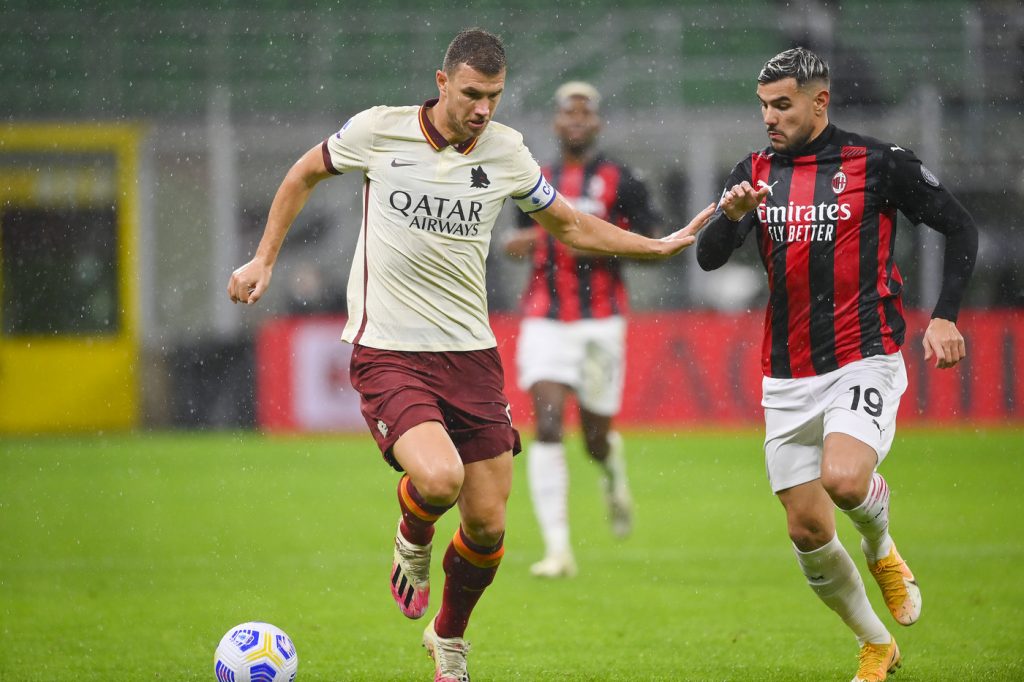 dzeko theo hernandez Milan vs Roma - Serie A TIM 2020/2021