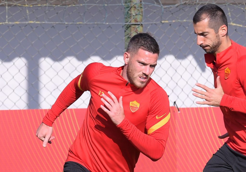 Veretout Mkhitaryan AS Roma, sessione di allenamento in vista della gara di Europa League in casa del Cluj