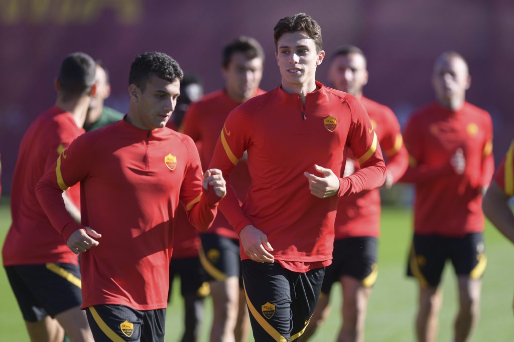 Calafiori Milanese AS Roma, sessione di allenamento a Trigoria