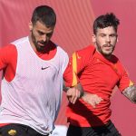 Spinazzola Carles Perez AS Roma, sessione di allenamento a Trigoria