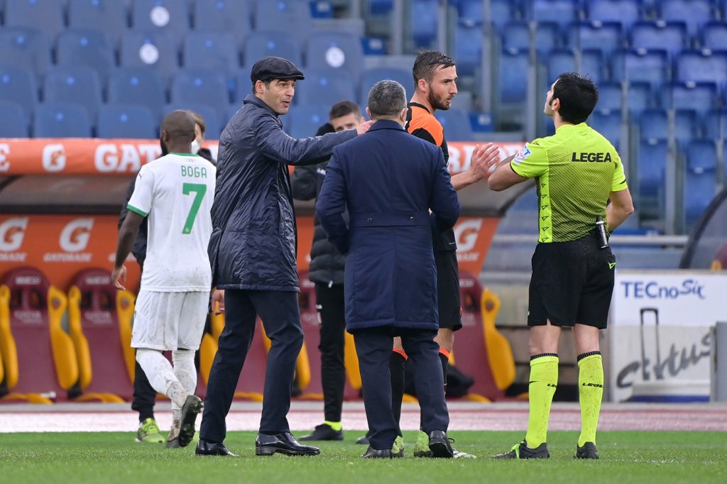 Fonseca espulsione Cristante Maresca Roma vs Sassuolo -  Serie A TIM 2020/2021
