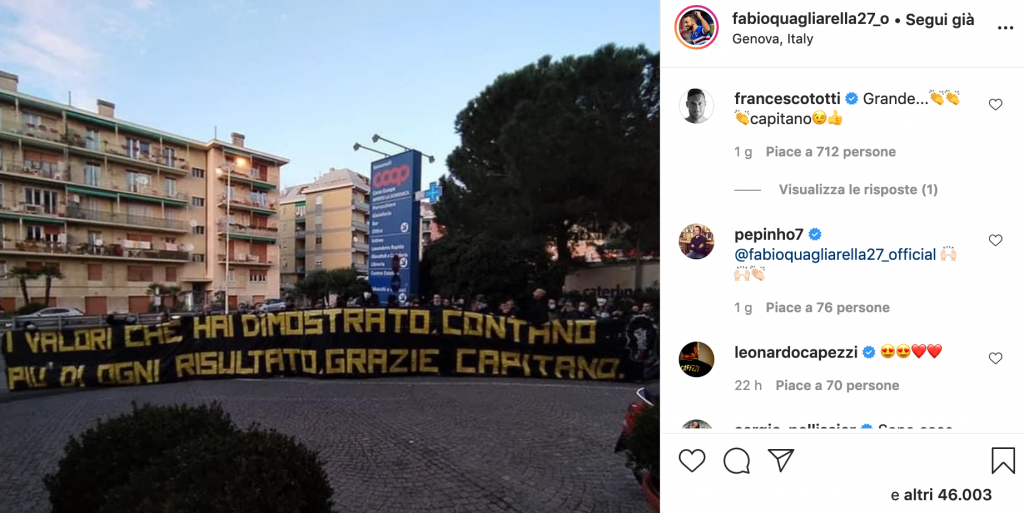 quagliarella totti instagram