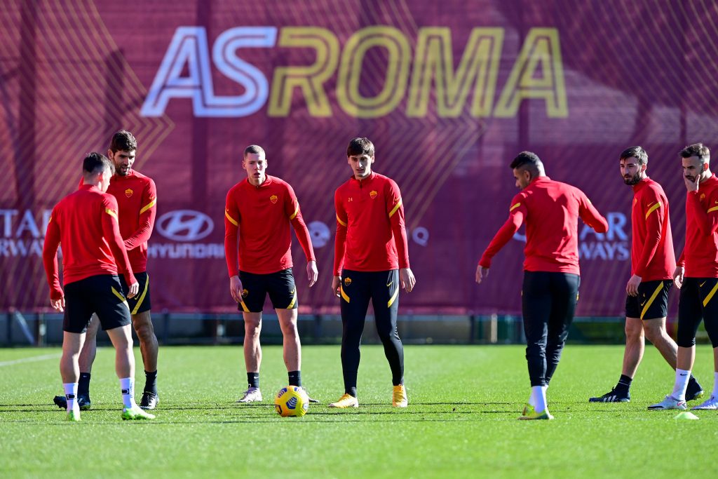 L'AS Roma in allenamento a Trigoria