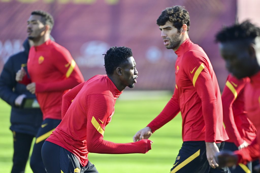 Diawara Fazio AS Roma, sessione di allenamento a Trigoria