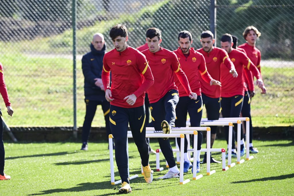 kumbulla  ibanez L'AS Roma in allenamento a TrigoriaL'AS Roma in allenamento a Trigoria
