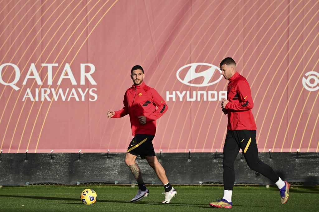 dzeko pellegrini allenamento trigoria roma
