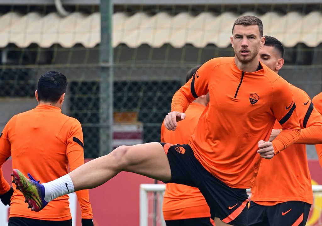 Dzeko Europa League, l'AS Roma in allenamento alla vigilia di Braga-Roma