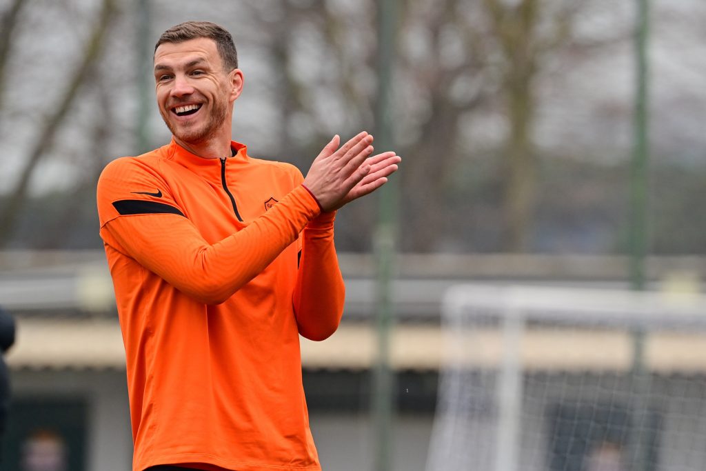 Dzeko Europa League, l'AS Roma in allenamento alla vigilia di Braga-Roma