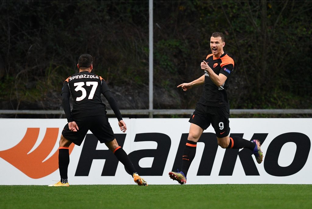 Dzeko Spinazzola Sporting Braga v AS Roma  - UEFA Europa League Round Of 32 Leg One