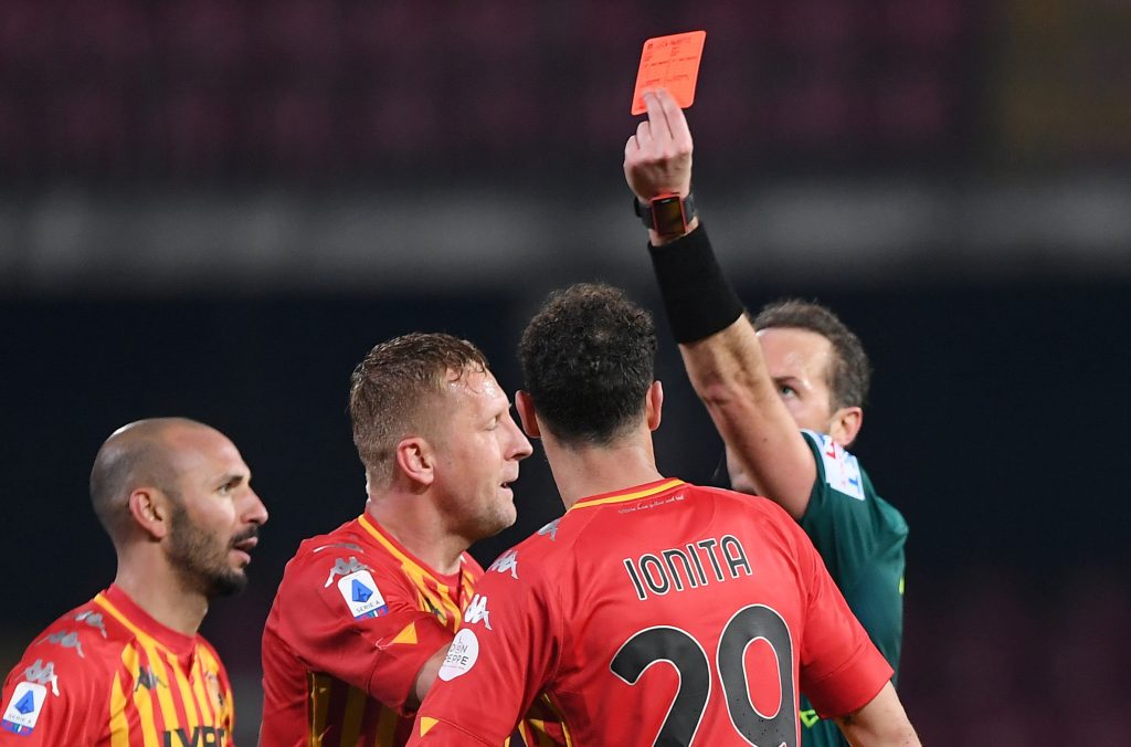 Pairetto Glik espulsione Benevento Calcio  v AS Roma - Serie A