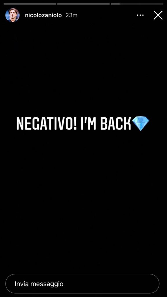 zaniolo foto negativo covid