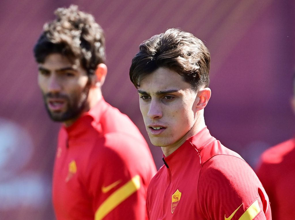 Calafiori Fazio AS Roma, sessione di allenamento a Trigoria
