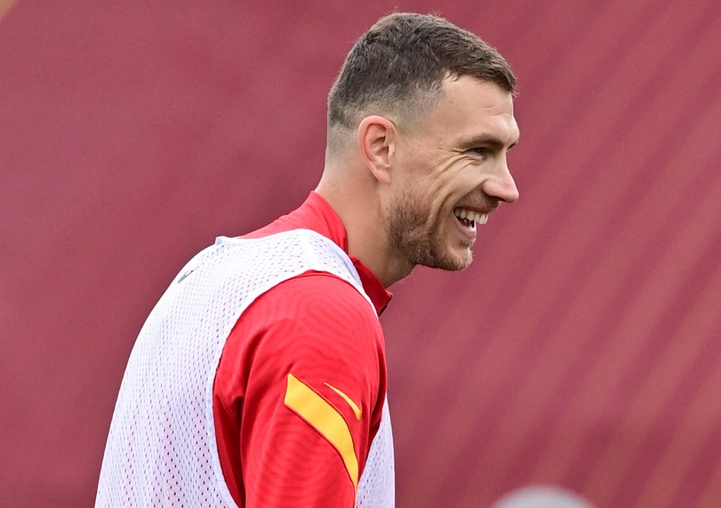 Dzeko AS Roma, sessione di allenamento a Trigoria