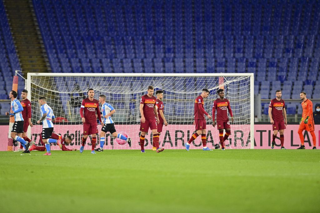 Diawara Dzeko pellegrini Ibanez Diawara Roma vs Napoli - Serie A TIM 2020/2021