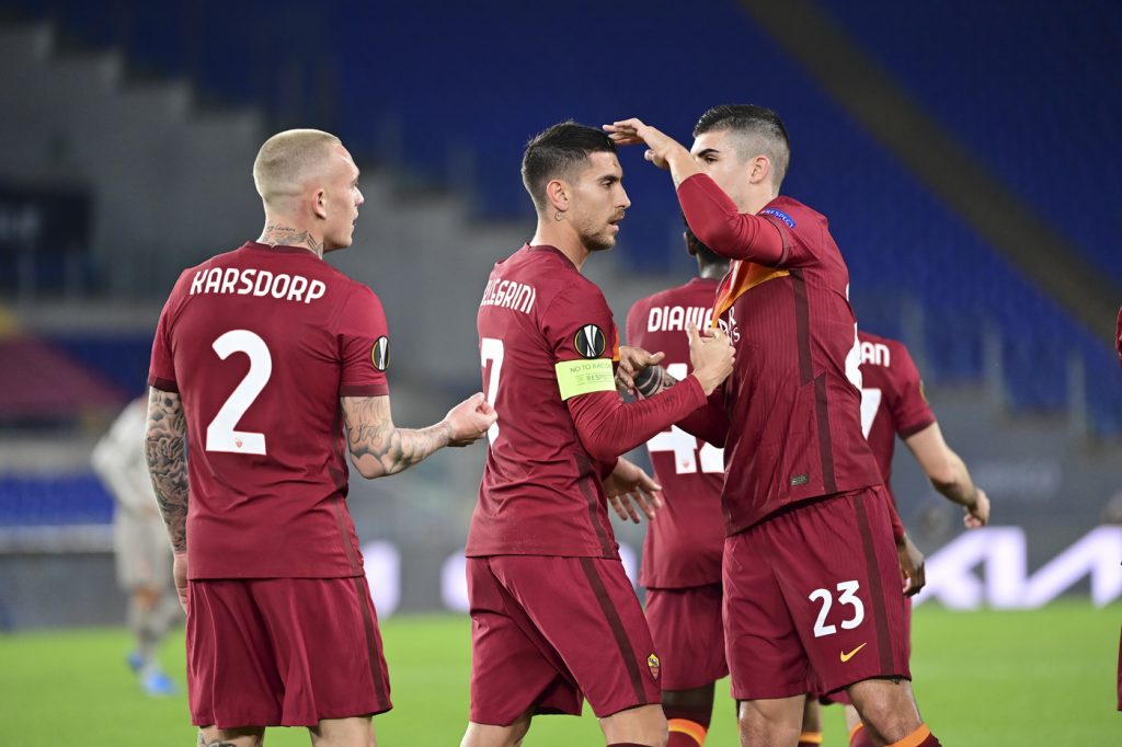 mancini pellegrini karsdorp Roma vs Shakhtar Donetsk - Europa League 2020/2021 - Ottavi di Finale - Andata