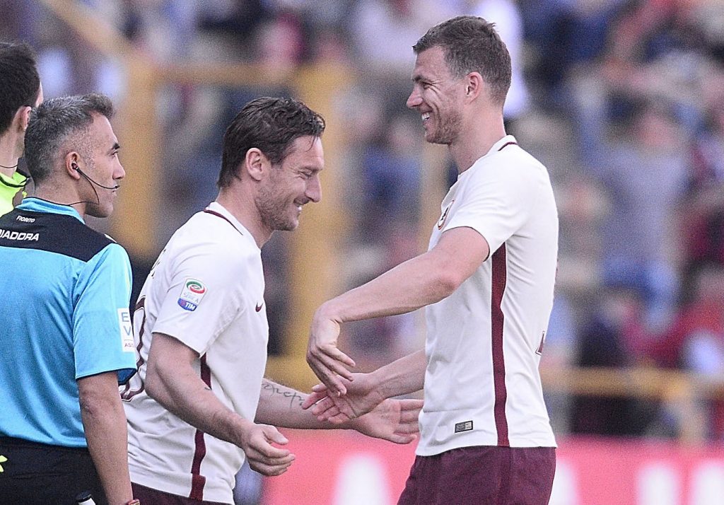 Totti Dzeko Bologna FC v AS Roma - Serie A