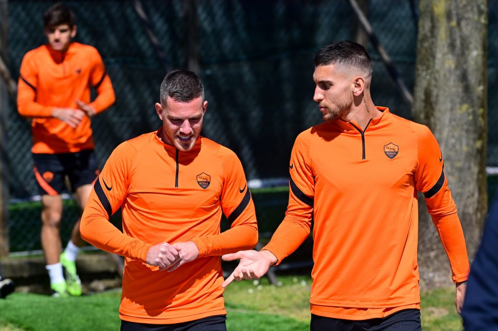 Veretout PELLEGRINI AS Roma, sessione di allenamento a Trigoria