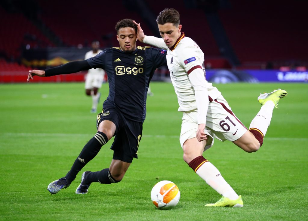Calafiori Ajax v AS Roma - UEFA Europa League Quarter Final: Leg One