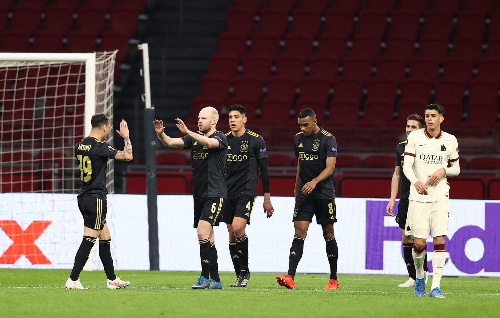 Esultanza Klaassen Ajax v AS Roma - UEFA Europa League Quarter Final: Leg One