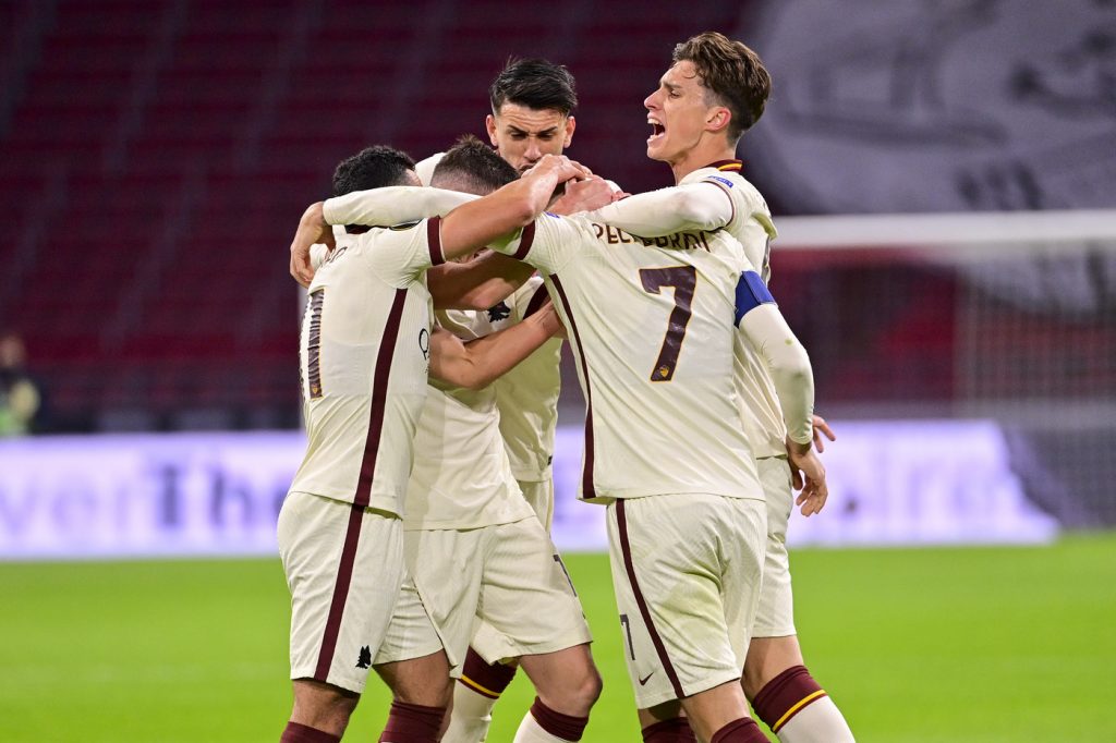 Esultanza Pellegrini Ajax vs Roma - Europa League 2020/2021