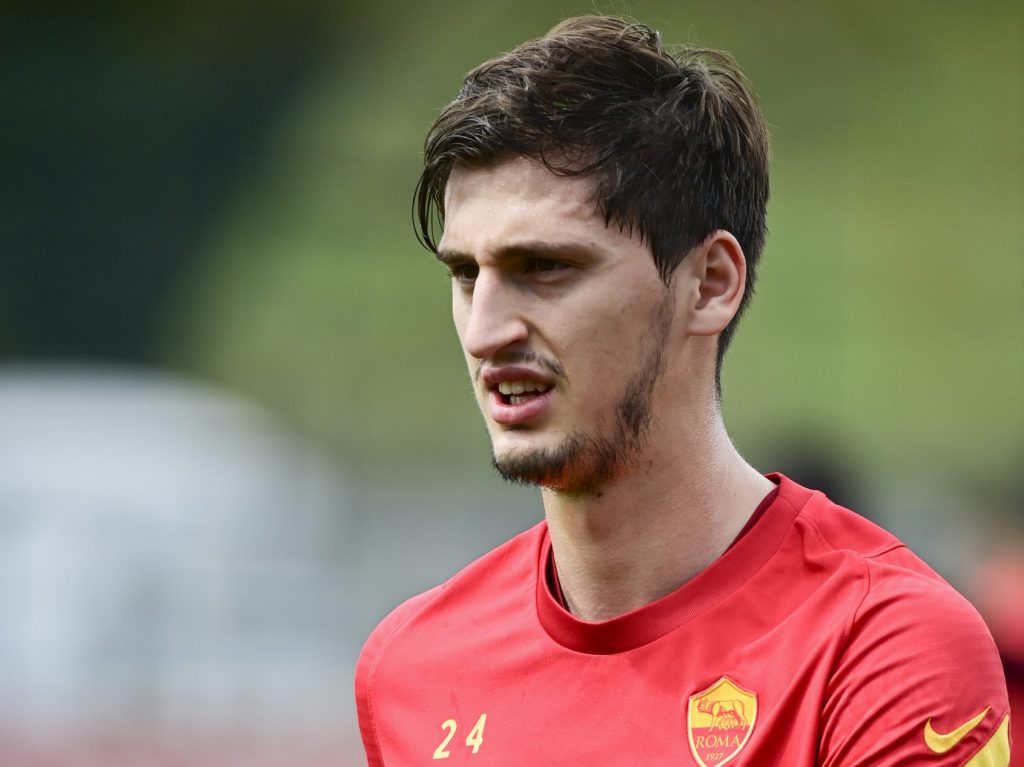 Kumbulla AS Roma, sessione di allenamento a Trigoria