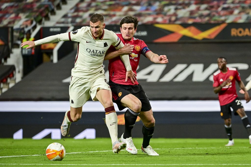 dzeko maguire Manchester United vs Roma - Semifinale andata Europa League 2020/2021