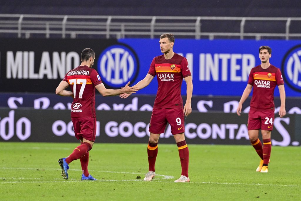Esultanza Mkhitaryan Dzeko Inter vs Roma - Serie A TIM 2020/2021