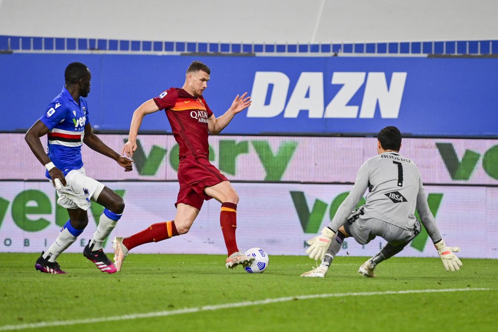 Dzeko Audero Sampdoria vs Roma - Serie A TIM 2020/2021