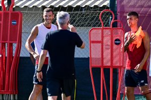 mourinho dzeko mancini AS Roma Training Session