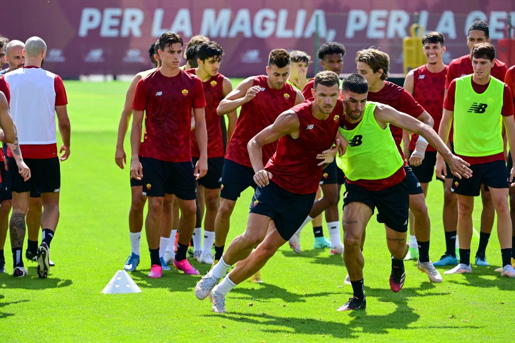 dzeko mancini AS Roma Training Session