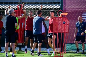 mourinho mancini ibanez AS Roma Training Session