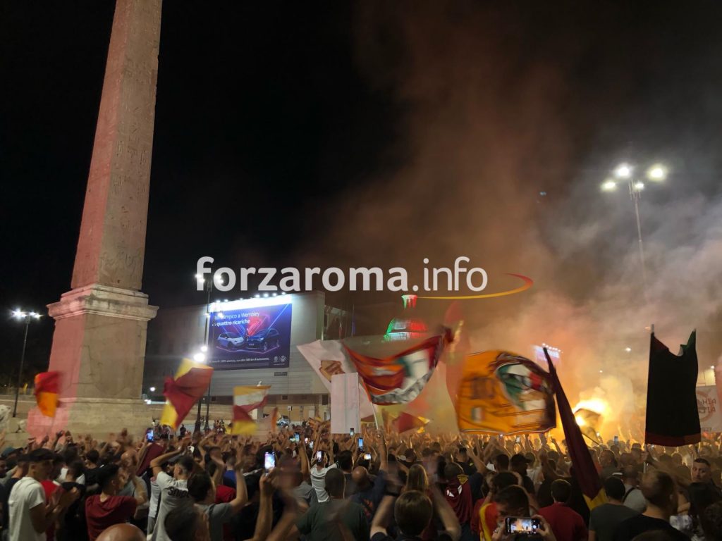 La festa della Roma a Piazza del Popolo