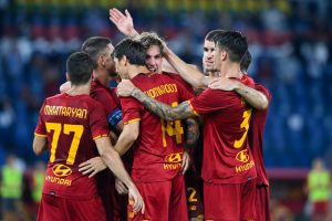 zaniolo esultanza AS Roma v Trabzonspor - UEFA Conference League: Play-Offs Leg Two