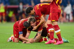 zaniolo esultanza AS Roma v Trabzonspor - UEFA Conference League: Play-Offs Leg Two