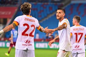 gol pellegrini zaniolo Trabzonspor v AS Roma - UEFA Conference League: Play-Offs Leg One