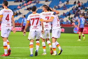 gol pellegrini mkhitaryan Trabzonspor v AS Roma - UEFA Conference League: Play-Offs Leg One
