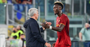 Abraham e Mourinho AS Roma v Udinese Calcio - Serie A