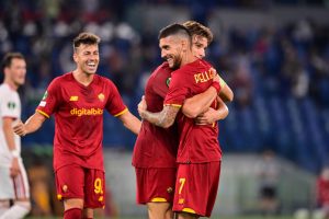 Pellegrini Calafiori El Shaarawy AS Roma v CSKA Sofia: Group C - UEFA Europa Conference League