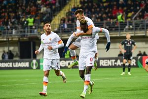 gol abraham el shaarawy pellegrini esultanza Zorya Lugansk v AS Roma: Group D - UEFA Europa Conference League