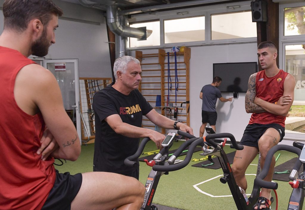 mourinho mancini cristante AS Roma Training Session