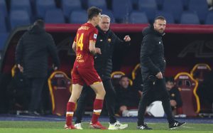 Eldor Shomurodov Jose Mourinho AS Roma v UC Sampdoria - Serie A